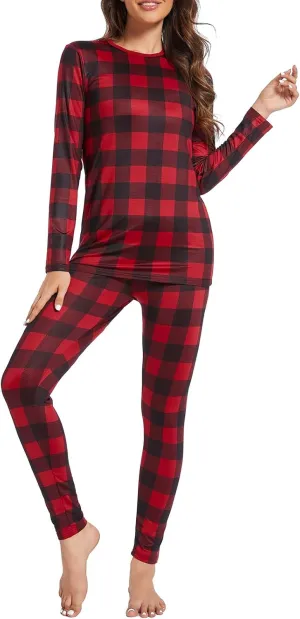 American Trends Womens Thermal Underwear Set Long Johns Base Layer Fleece Lined Top and Bottom Thermals Sets Loungewear
