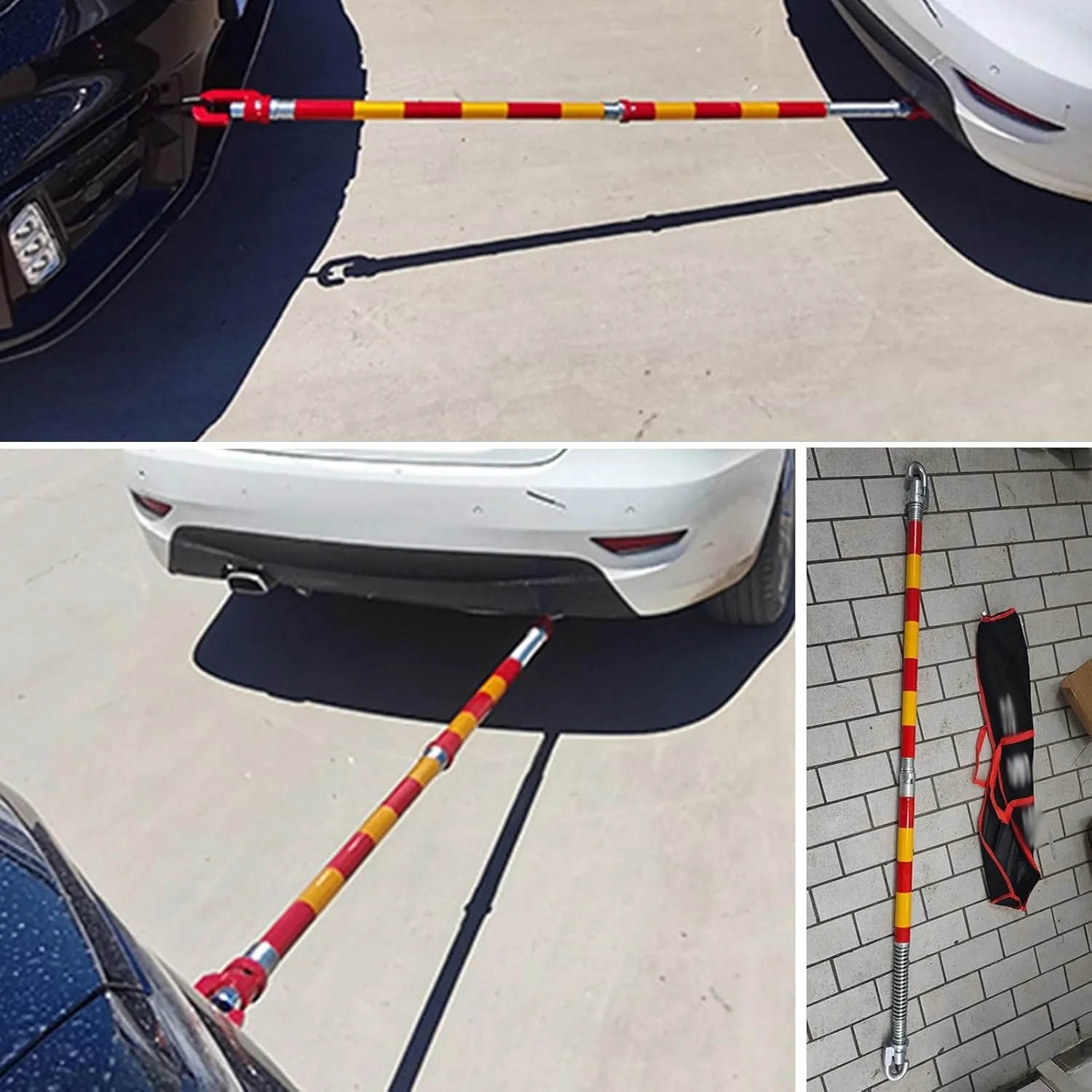 AMUFJJ Professional Steel Aluminum Car Tow Bar, Reflective Towing Pole with Shock Spring & Thickened Carabiner, Anti Rear Collision(8 tons)