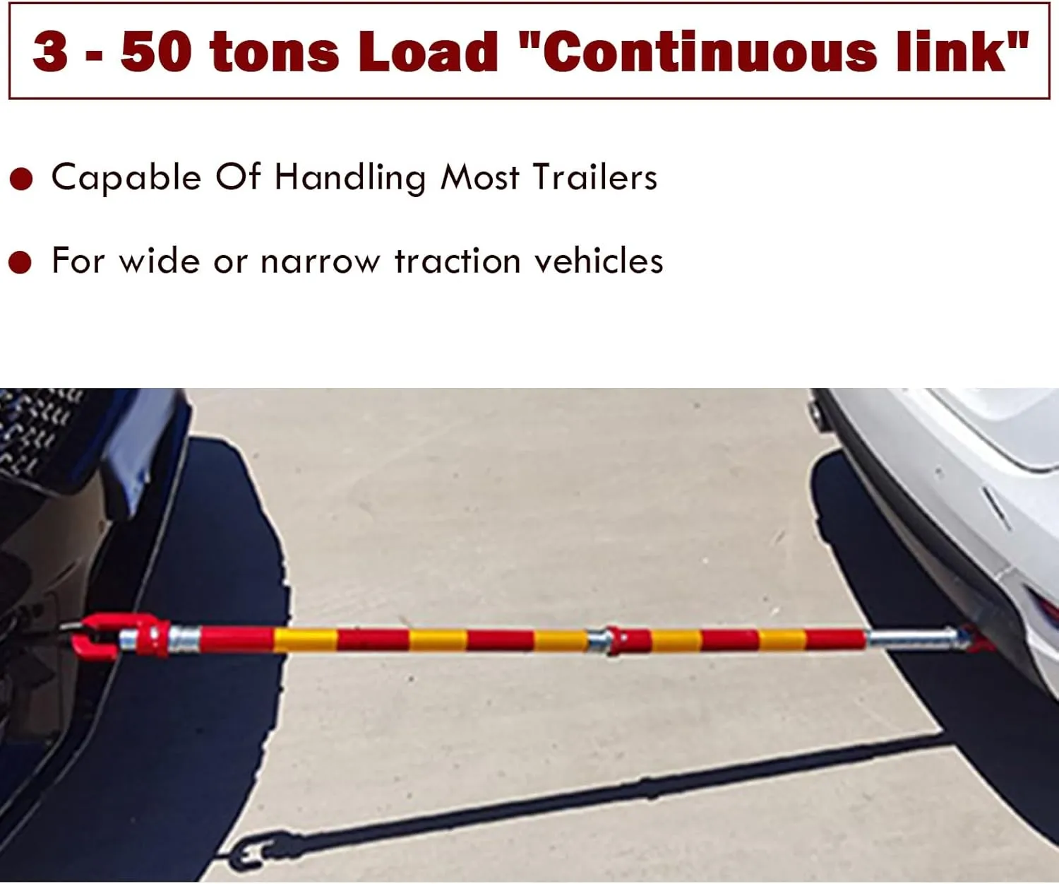 AMUFJJ Professional Steel Aluminum Car Tow Bar, Reflective Towing Pole with Shock Spring & Thickened Carabiner, Anti Rear Collision(8 tons)