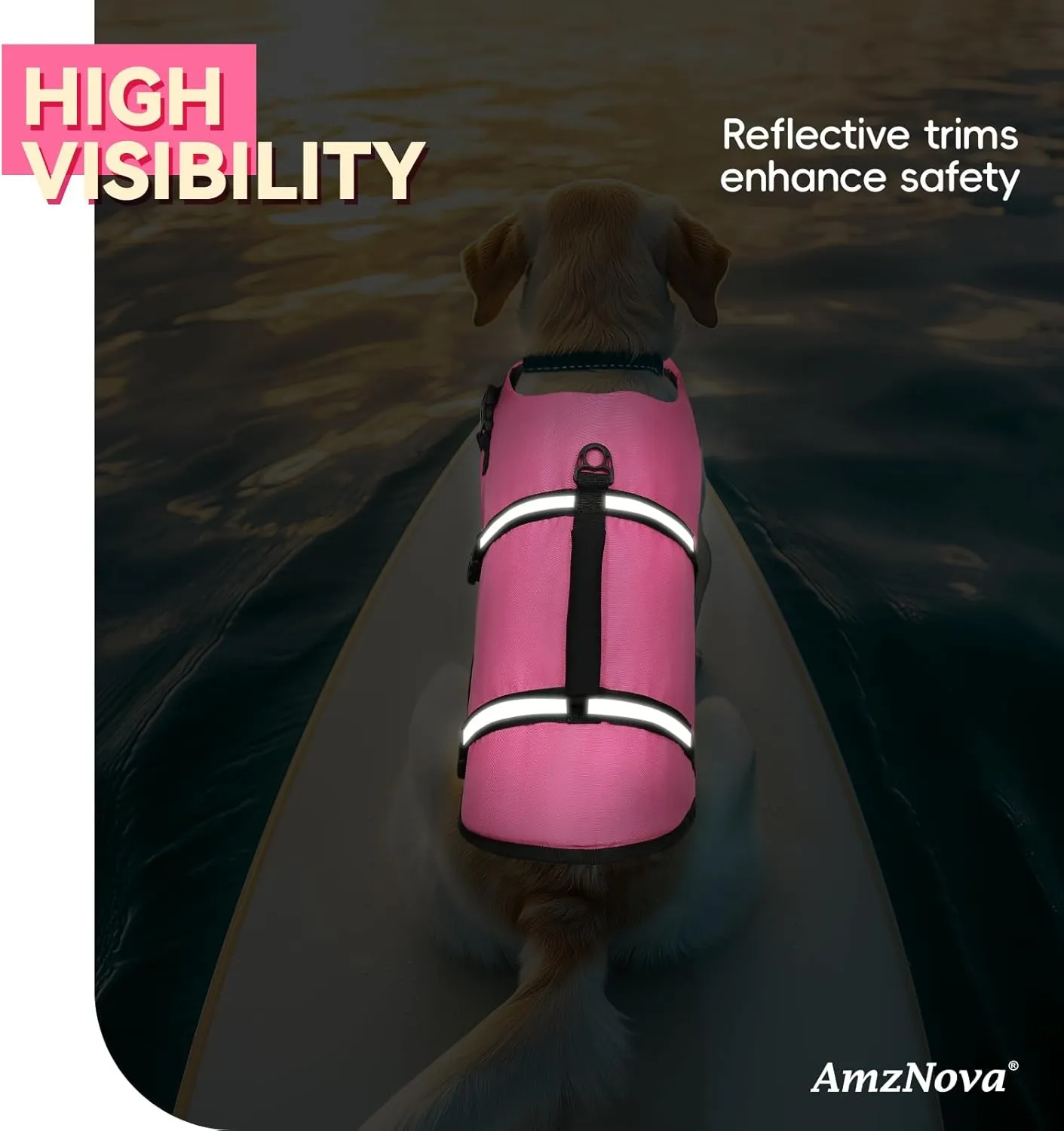AMZNOVA Rip Stop Dog Life Jacket Dog Life Vest for Swimming Puppy Float Vest Pet Swimming Vest Water Jacket Lifejacket Swim Lifejacket for Boarding Pool Durable Handle PFD S Pink