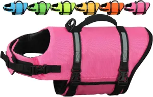 AMZNOVA Rip Stop Dog Life Jacket Dog Life Vest for Swimming Puppy Float Vest Pet Swimming Vest Water Jacket Lifejacket Swim Lifejacket for Boarding Pool Durable Handle PFD S Pink