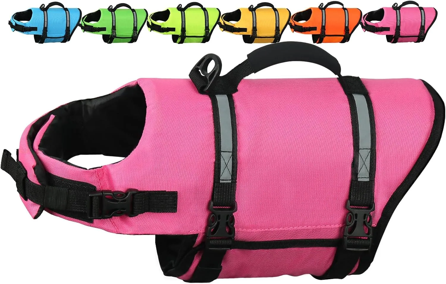 AMZNOVA Rip Stop Dog Life Jacket Dog Life Vest for Swimming Puppy Float Vest Pet Swimming Vest Water Jacket Lifejacket Swim Lifejacket for Boarding Pool Durable Handle PFD S Pink