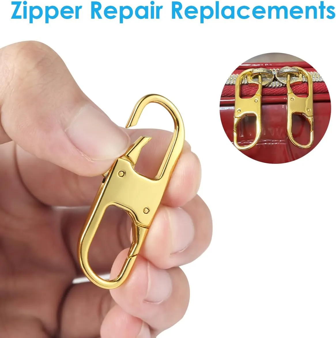 Anti Theft Zipper Lock- Backpack Zipper Lock Keep The Zipper Closed, Quick Disconnect Clip - Key Holder Add-on Accessory 6 PCS 2Sizes (Gold)