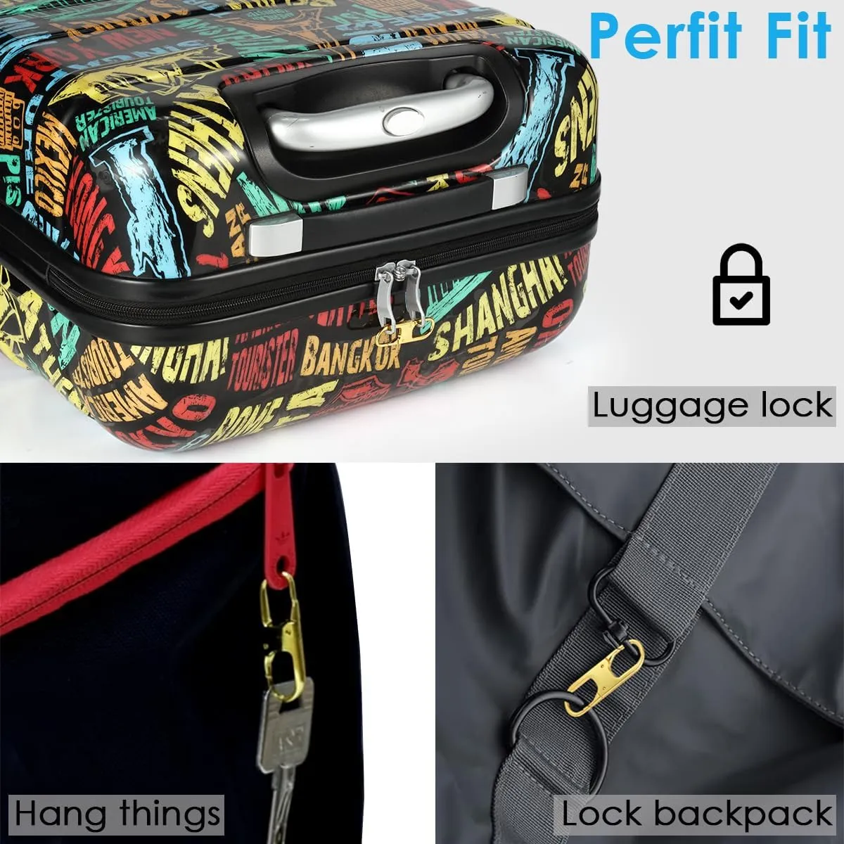 Anti Theft Zipper Lock- Backpack Zipper Lock Keep The Zipper Closed, Quick Disconnect Clip - Key Holder Add-on Accessory 6 PCS 2Sizes (Gold)