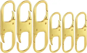 Anti Theft Zipper Lock- Backpack Zipper Lock Keep The Zipper Closed, Quick Disconnect Clip - Key Holder Add-on Accessory 6 PCS 2Sizes (Gold)