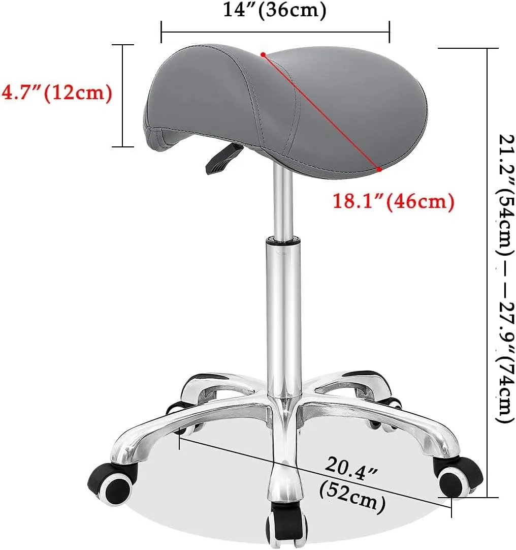 Antlu Saddle Stool Rolling Chair for Office Massage Salon Kitchen Spa Drafting,Adjustable Hydraulic with Wheels (Grey)