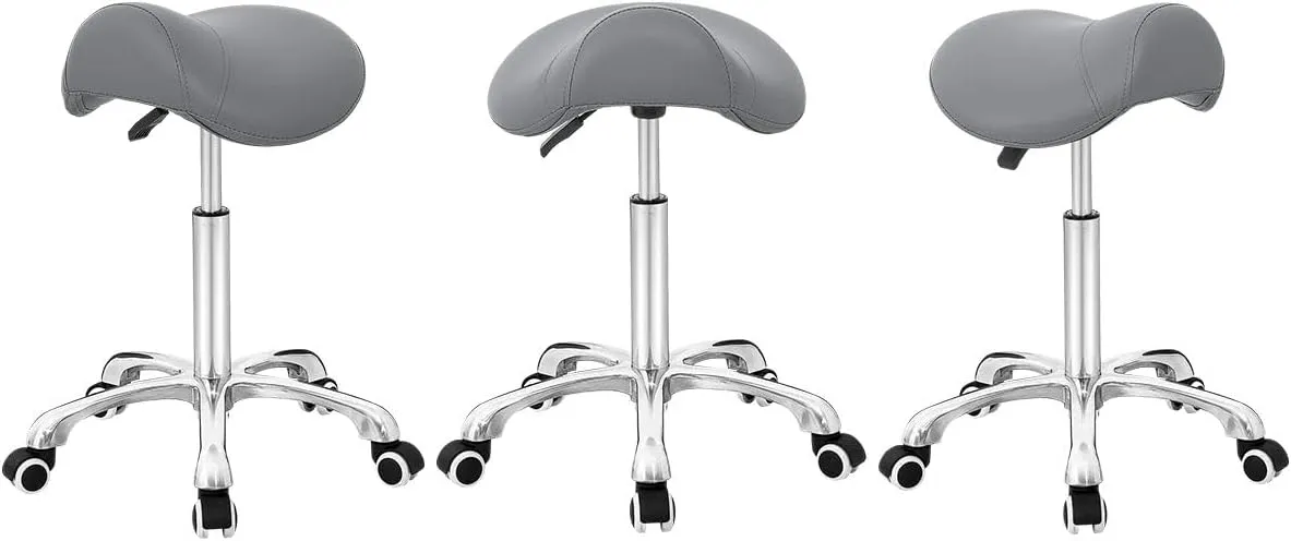Antlu Saddle Stool Rolling Chair for Office Massage Salon Kitchen Spa Drafting,Adjustable Hydraulic with Wheels (Grey)
