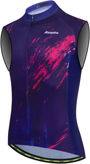 Aogda Cycling Vest for Men Bike Jerseys Team Biking Sleeveless Tops Clothing
