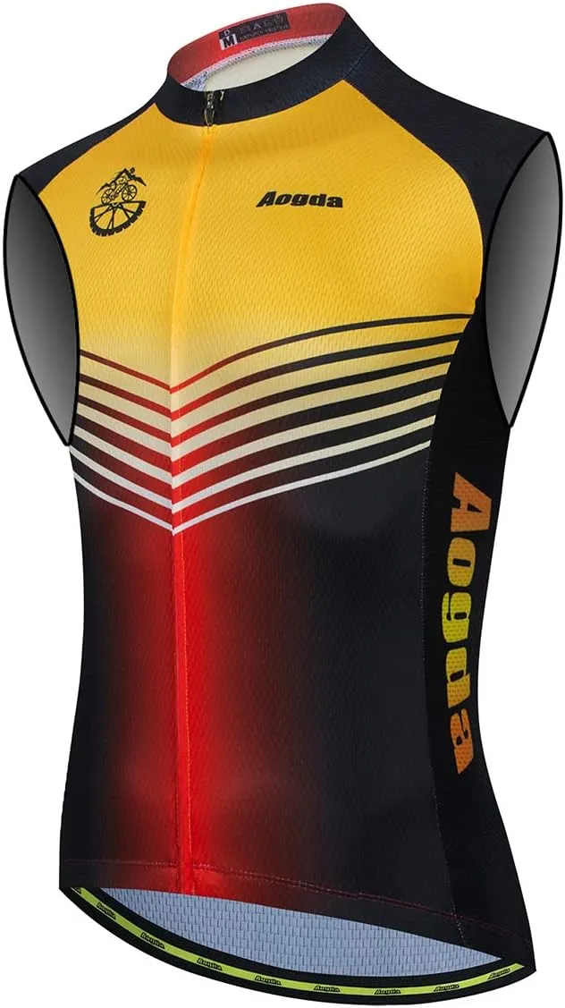Aogda Cycling Vest for Men Bike Jerseys Team Biking Sleeveless Tops Clothing