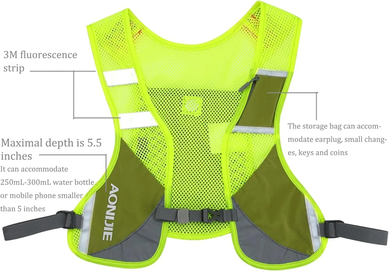 AONIJIE Lovtour Unisex Premium Reflective Vest for Running Cycling Clothes for Women Men Safety Gear with Reflective High Visibility for Outdoor Sport Cycling and Running or Marathon