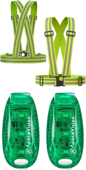 Apace Vision Green Reflective Vest   Green EverLightFX USB Safety Lights