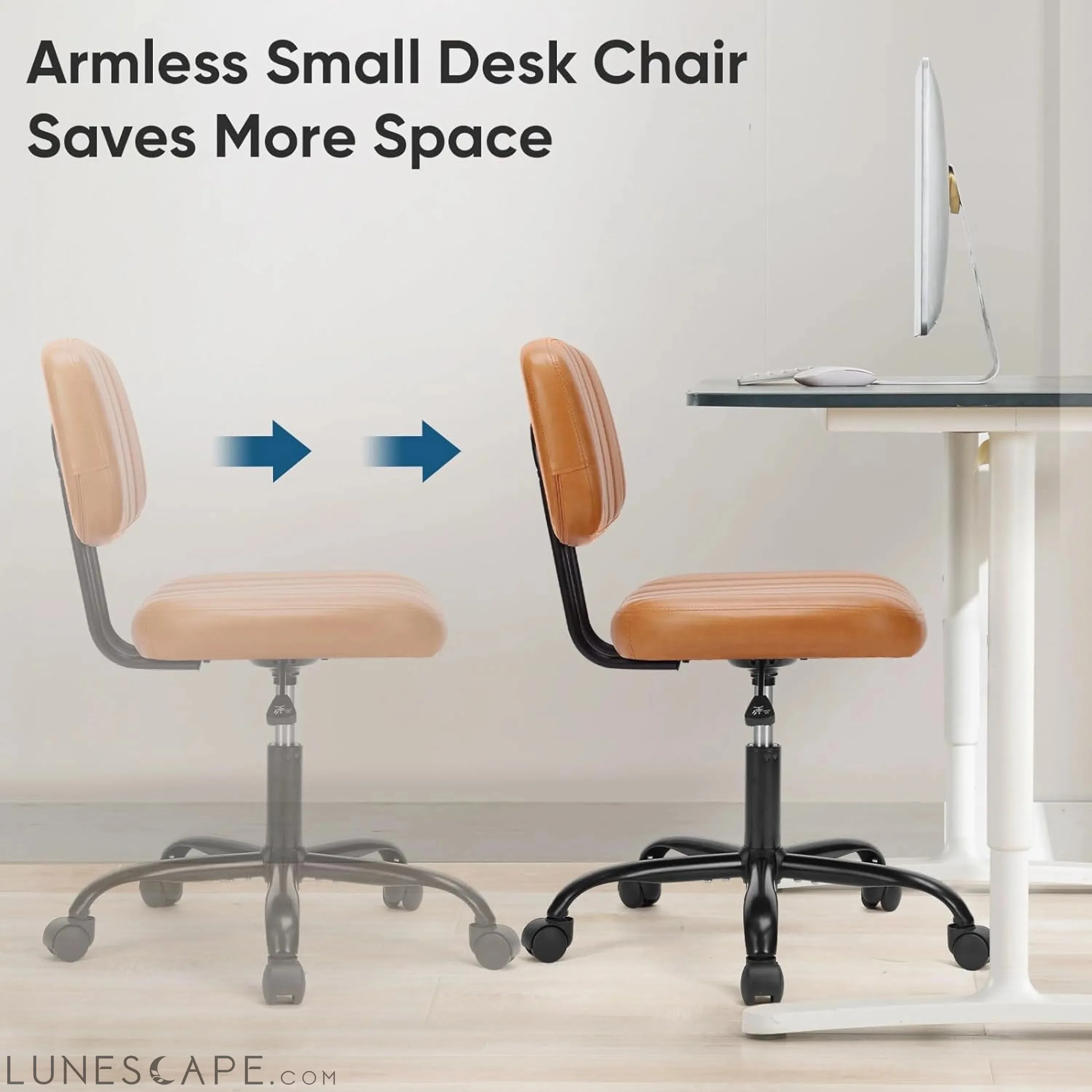 Armless Home Office Desk Chair -Small Ergonomic with Low Back Lumbar