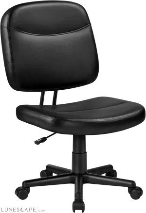 Armless Office Chair Ergonomic Desk Chair Low Back PU Leather