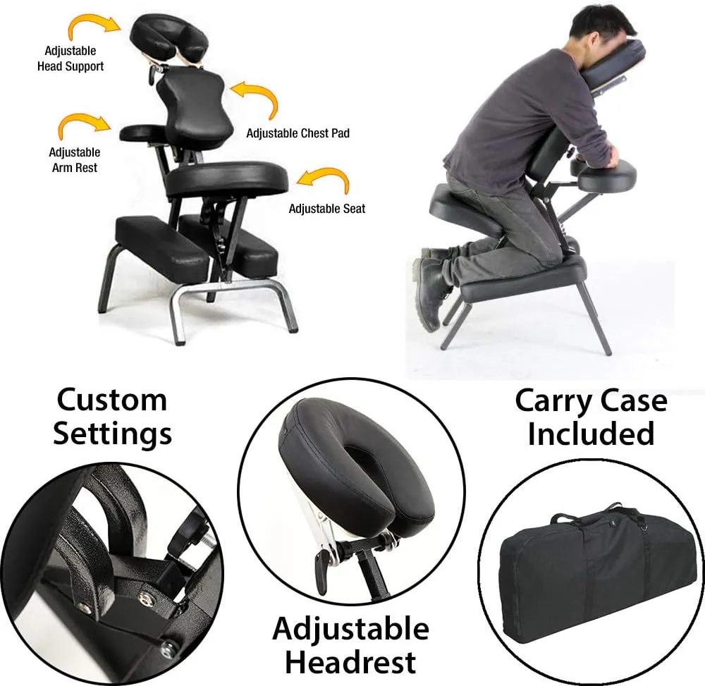 Ataraxia Deluxe Portable Folding Massage Chair w/Carry Case & Strap (Burgundy)