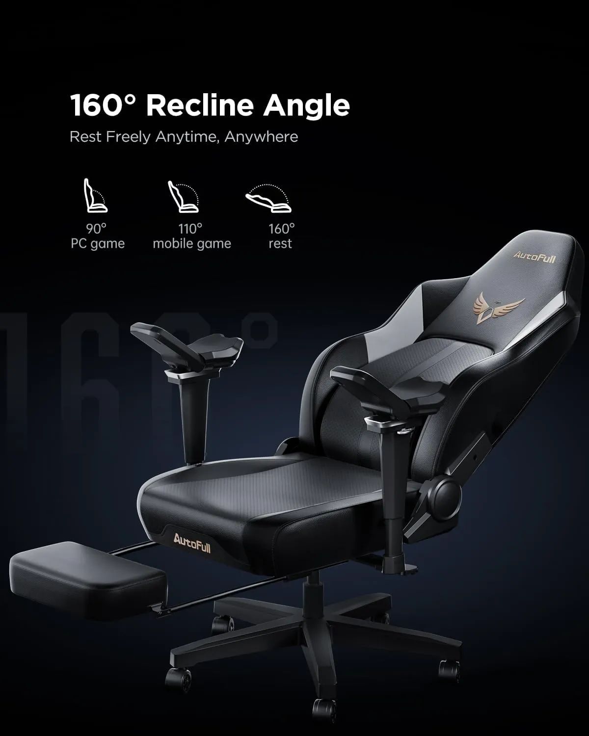 AutoFull M6 Gaming Chair, Ergonomic Office Chair with Ventilated Heating, AUTO Dynamic Tracking Lumbar Support, 6D Adjustable Armrests and Footrest (Black)
