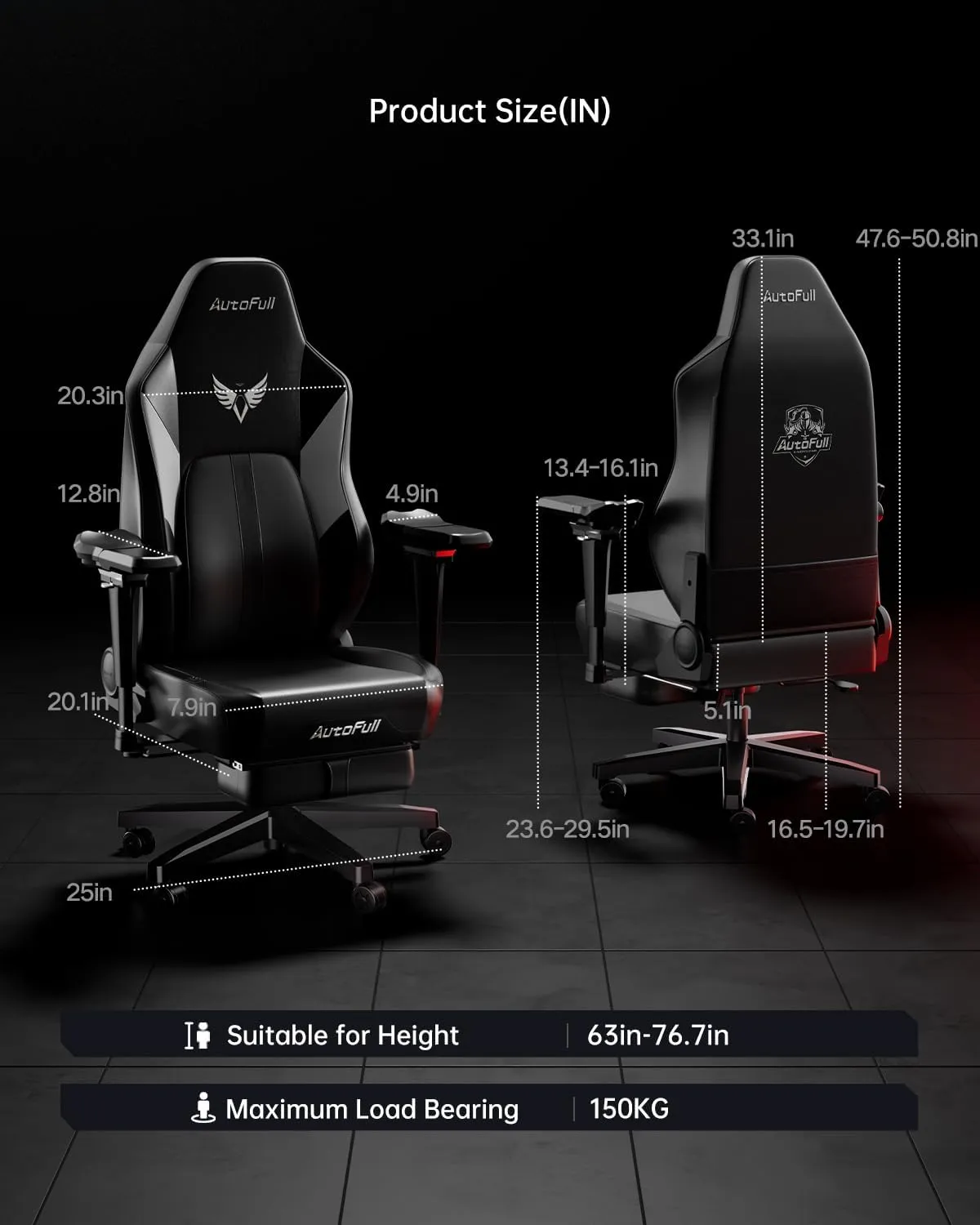 AutoFull M6 Gaming Chair, Ergonomic Office Chair with Ventilated Heating, AUTO Dynamic Tracking Lumbar Support, 6D Adjustable Armrests and Footrest (Black)