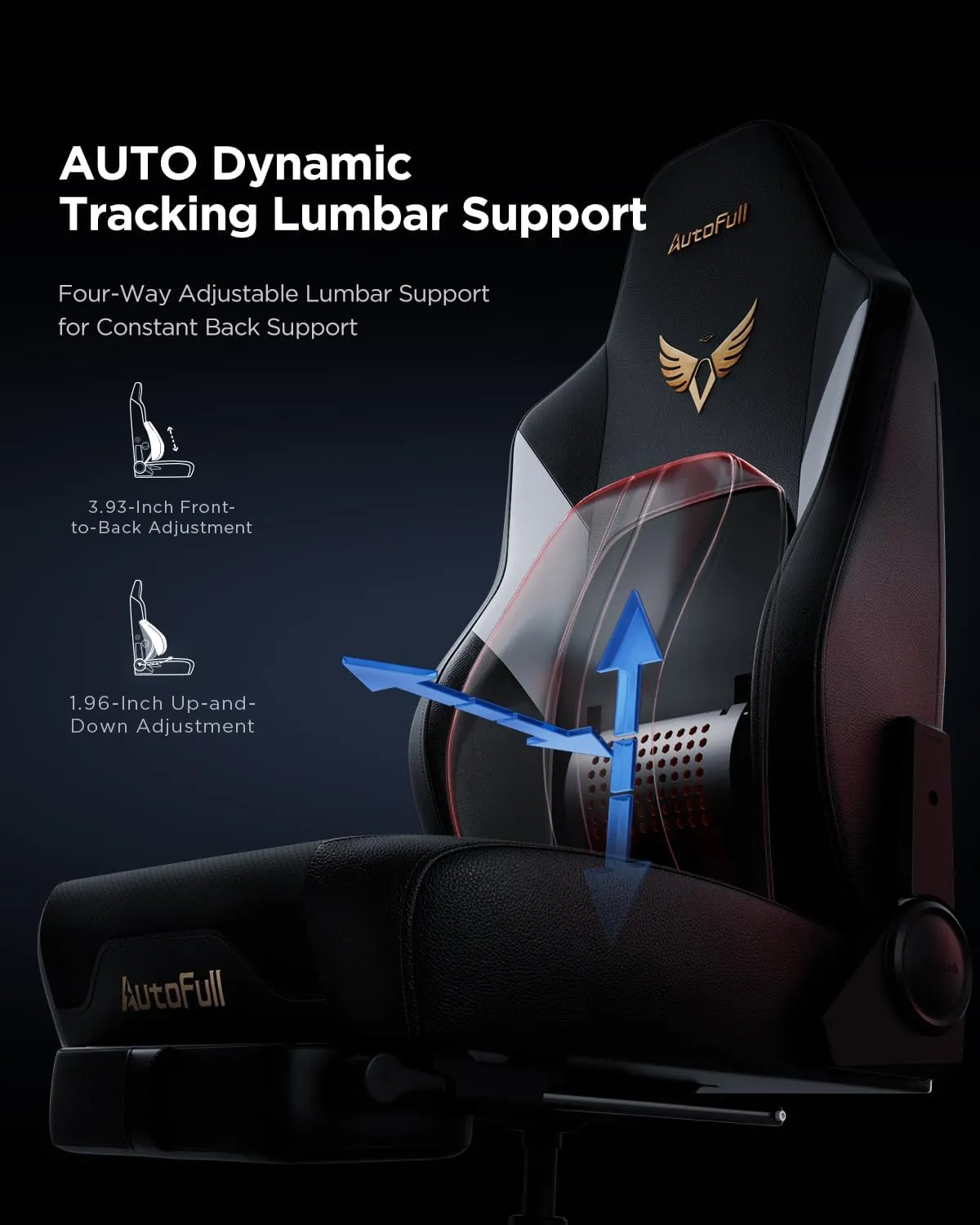 AutoFull M6 Gaming Chair, Ergonomic Office Chair with Ventilated Heating, AUTO Dynamic Tracking Lumbar Support, 6D Adjustable Armrests and Footrest (Black)