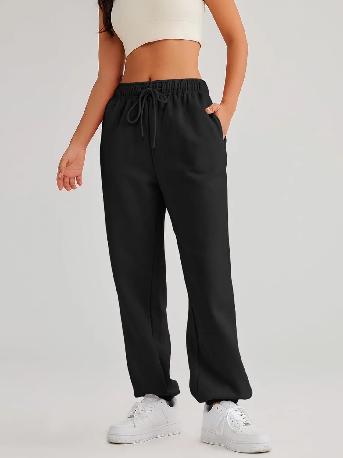 AUTOMET Women's Casual Baggy Fleece Sweatpants