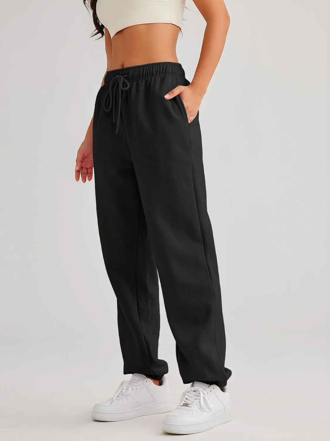 AUTOMET Women's Casual Baggy Fleece Sweatpants