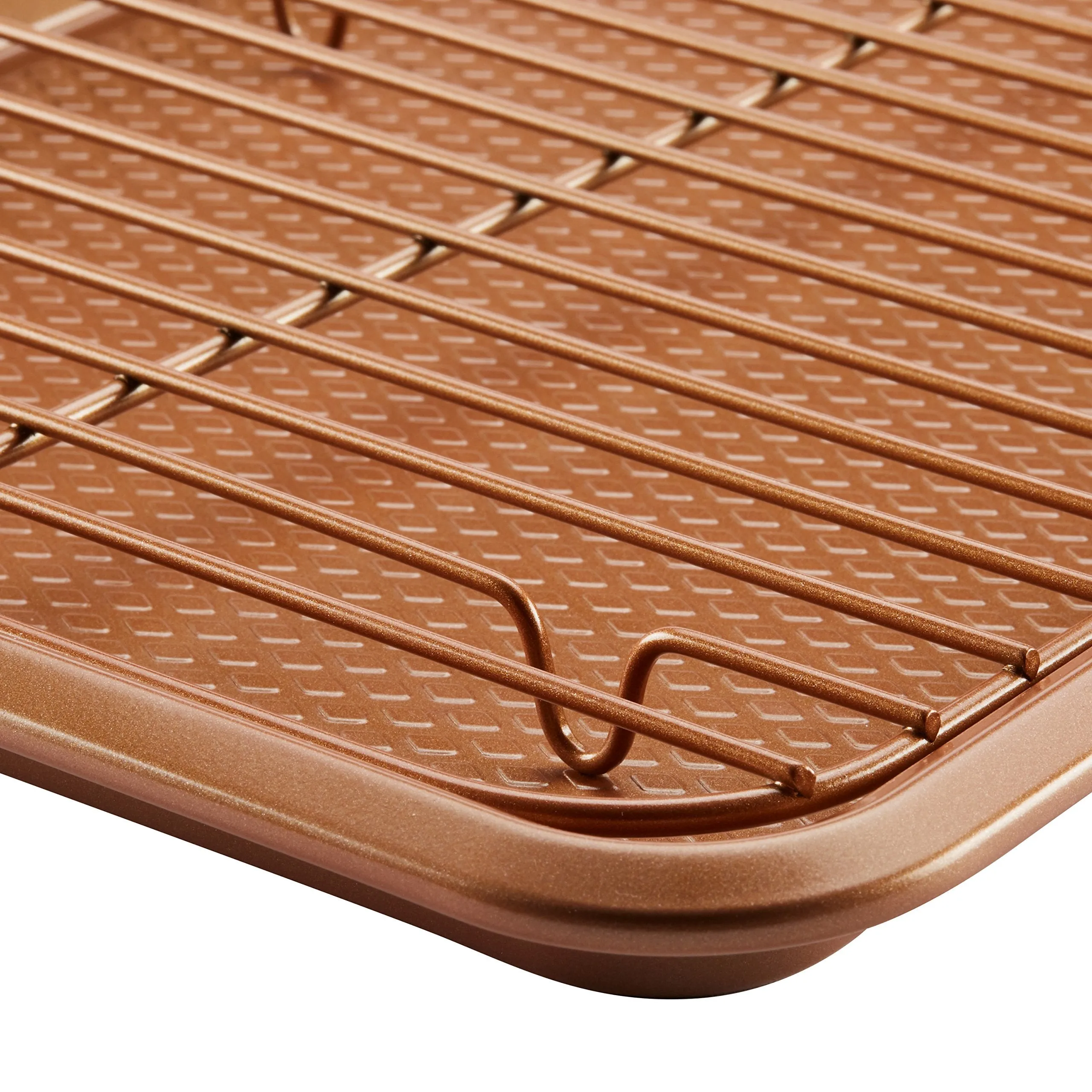 Ayesha Curry Nonstick Bakeware Set with Nonstick Cookie Sheet / Baking Sheet and Cooling Rack - 2 Piece, Copper Brown