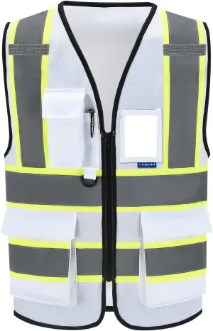 AYKRM 11 color High Vis Reflective Safety Vest for Women Men Security Pocket Zipper