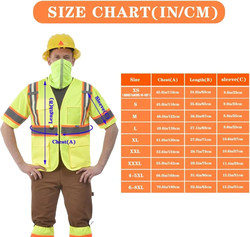 AYKRM 11 color High Vis Reflective Safety Vest for Women Men Security Pocket Zipper