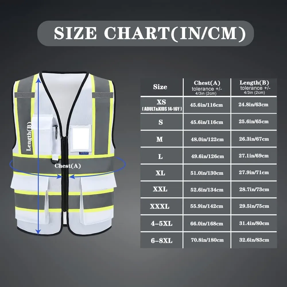 AYKRM 11 color High Vis Reflective Safety Vest for Women Men Security Pocket Zipper