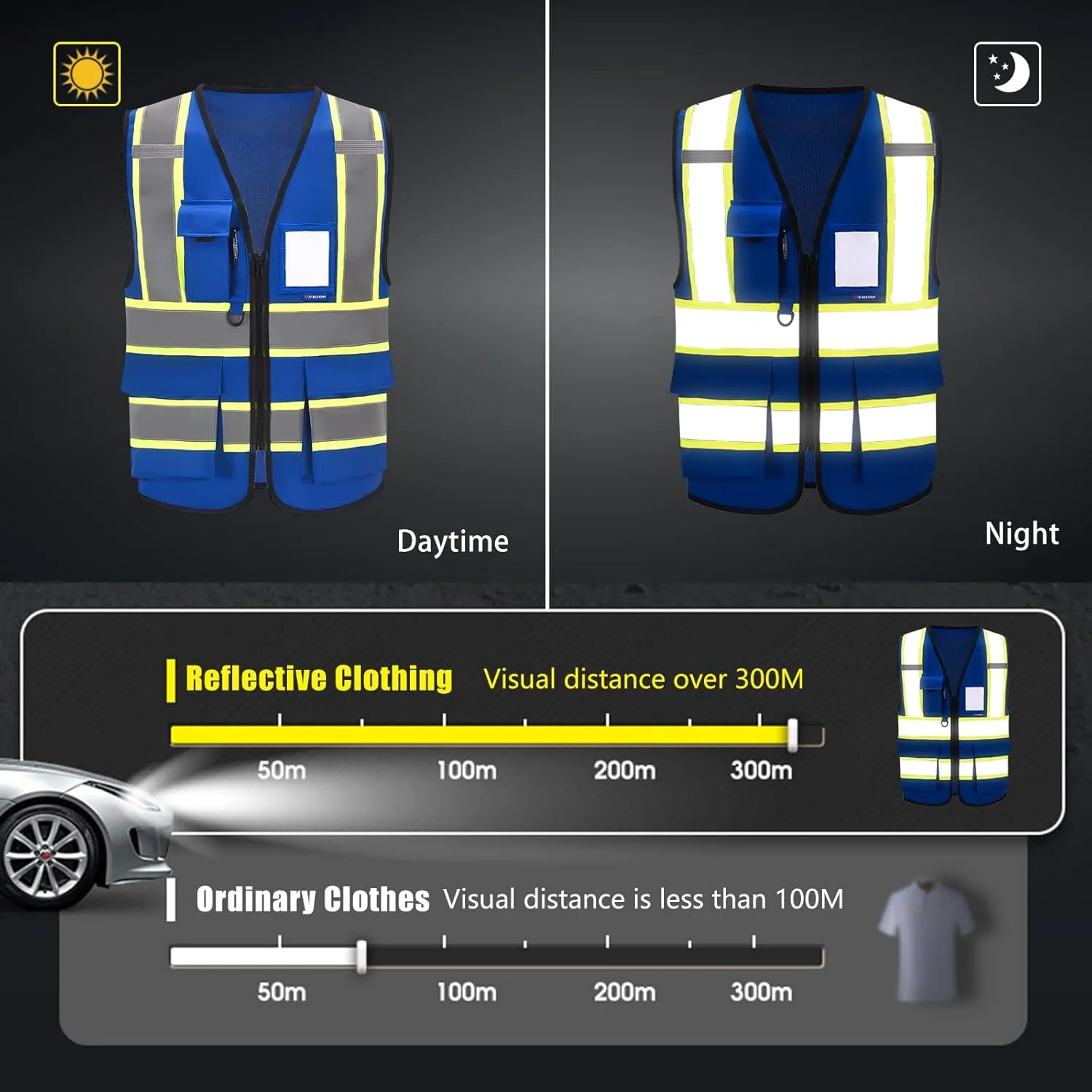 AYKRM Custom Logo Personalised Printed High Visibility Reflective 2 two tone work construction Safety Vest