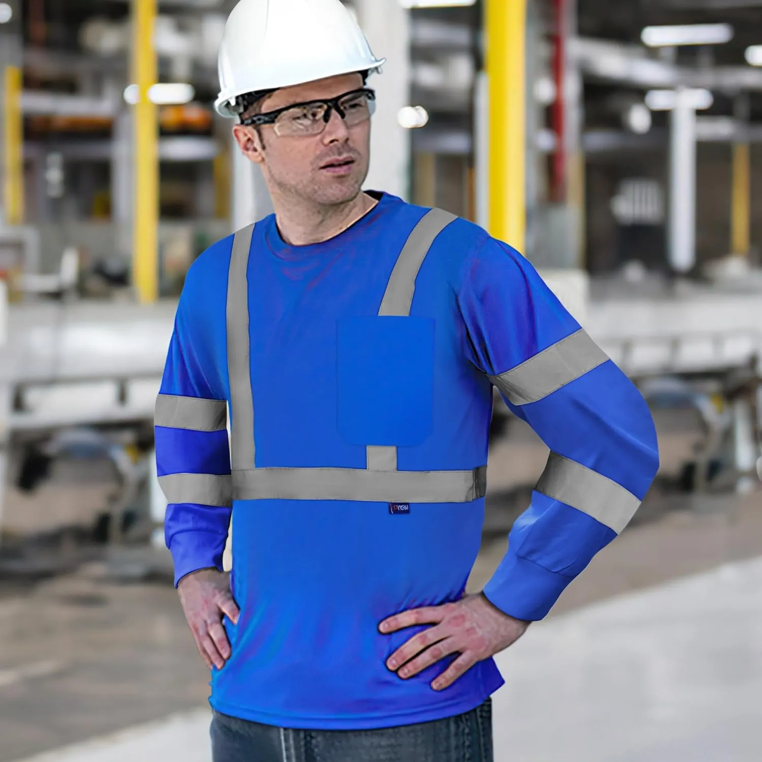 AYKRM Safety T Shirt Reflective High Visibility hi vis Long Sleeve T Shirt (XS-6XL)
