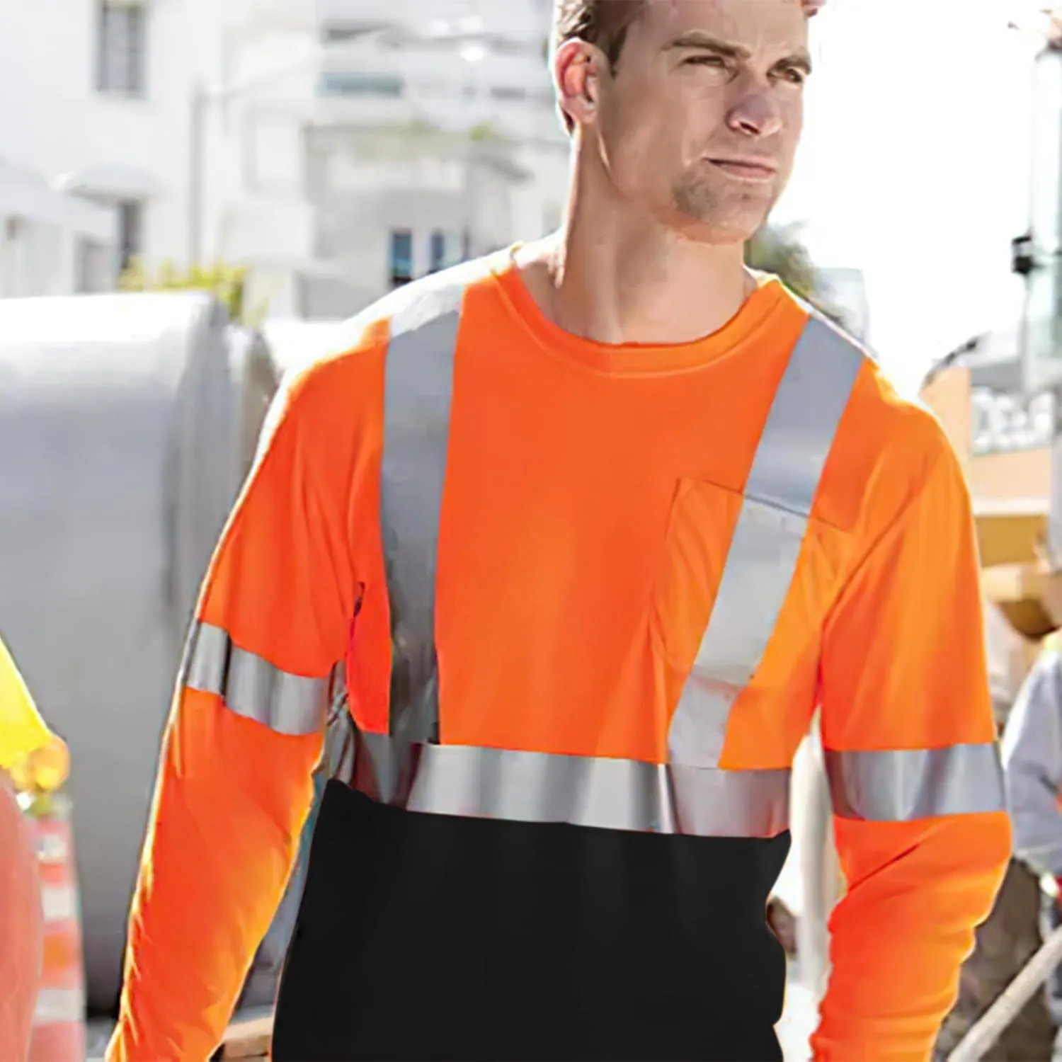 AYKRM Safety T Shirt Reflective High Visibility hi vis Long Sleeve T Shirt (XS-6XL)
