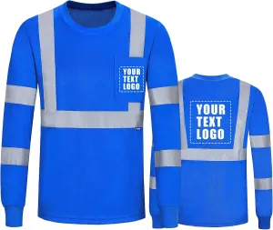 AYKRM Safety T Shirt Reflective High Visibility hi vis Long Sleeve T Shirt (XS-6XL)
