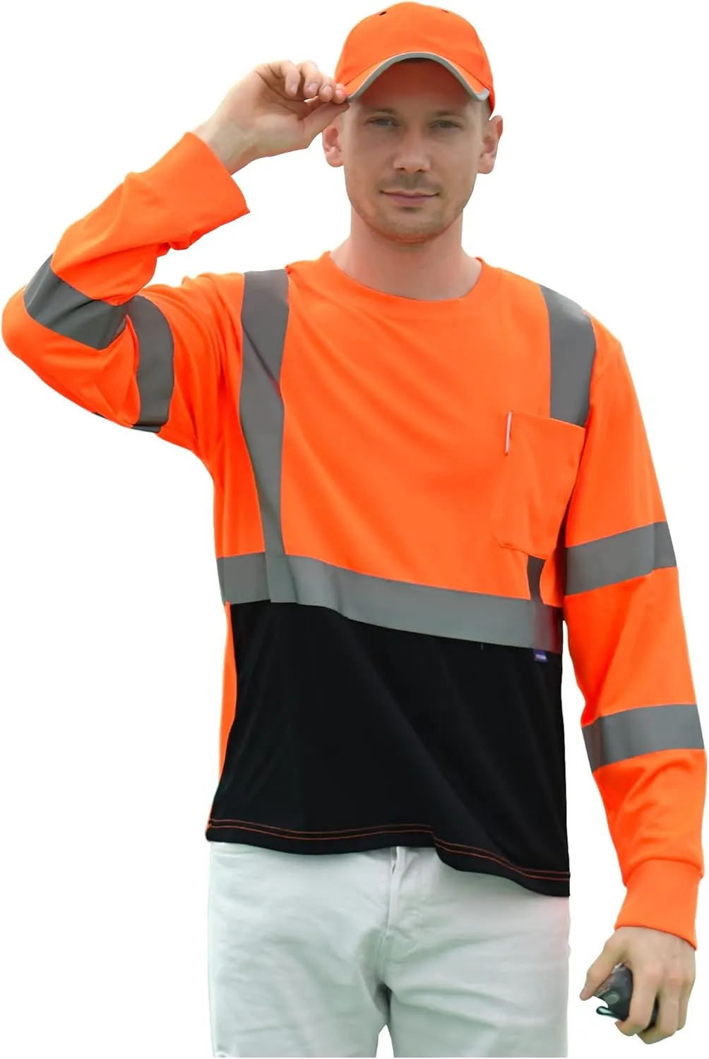 AYKRM Safety T Shirt Reflective High Visibility hi vis Long Sleeve T Shirt (XS-6XL)