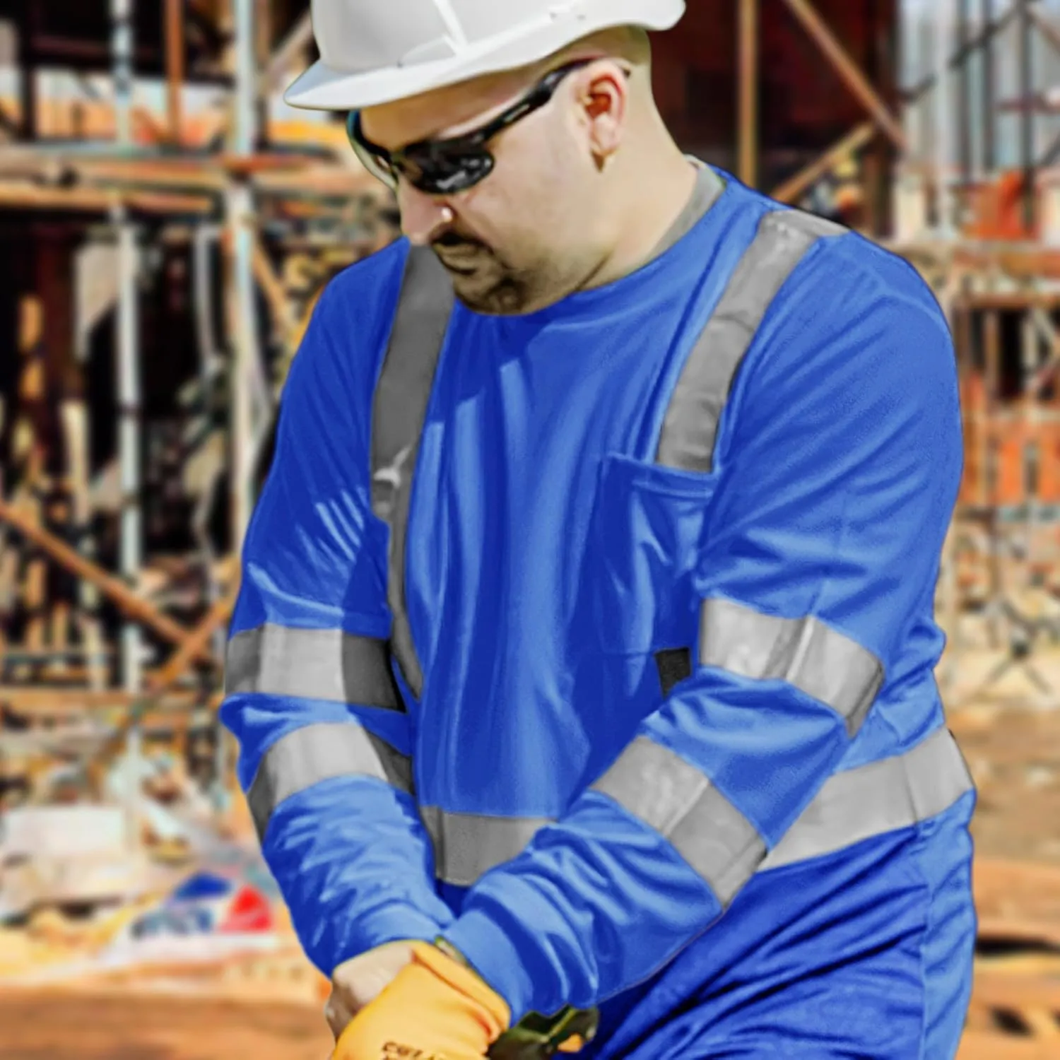 AYKRM Safety T Shirt Reflective High Visibility hi vis Long Sleeve T Shirt (XS-6XL)