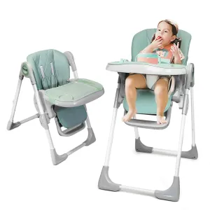 Babilous 4 in 1 Baby High Chair Foldable Booster Seats Portable and Compact Adjustable High Babychair for Babies and Toddlers - Multiple Heights and Positions (Green)