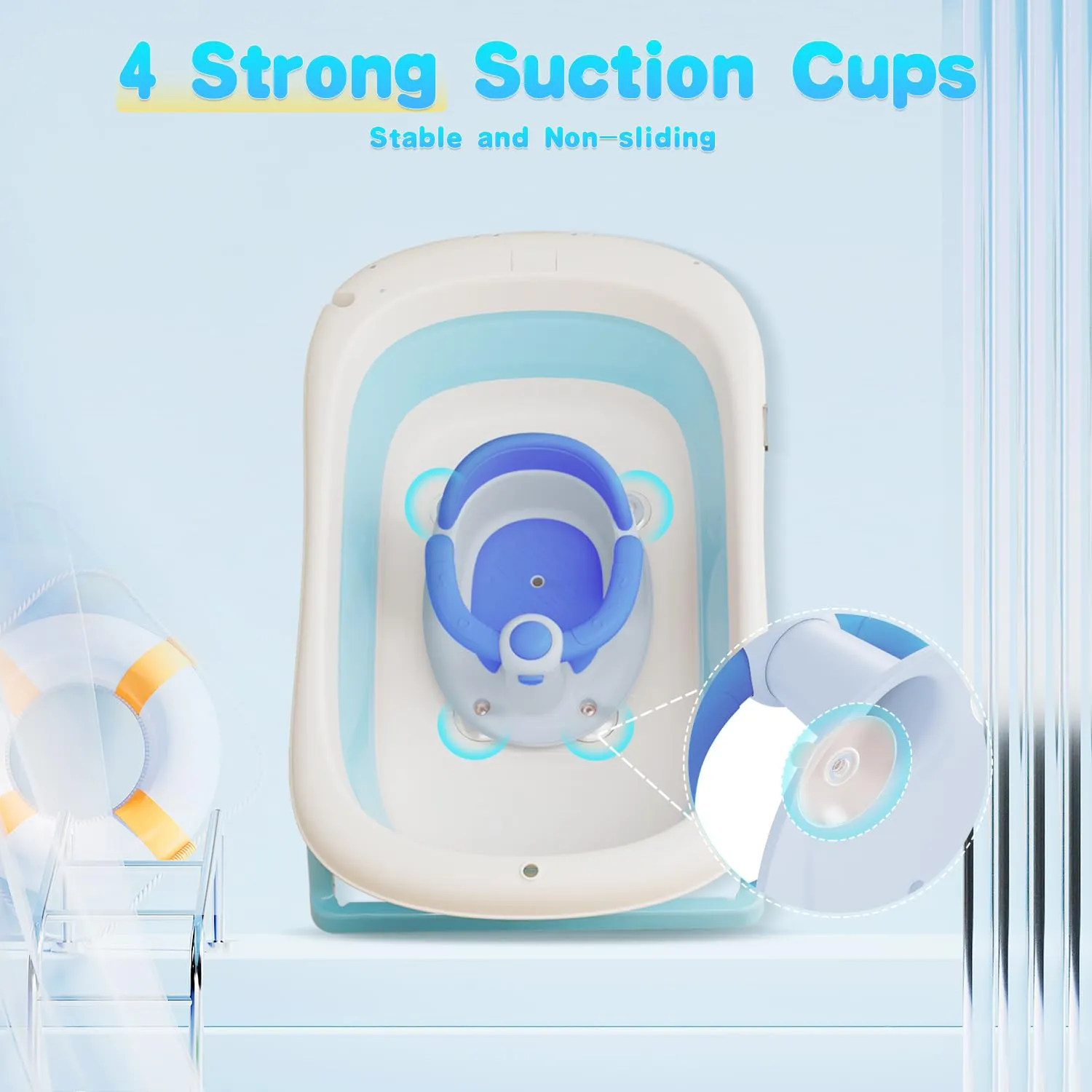 Baby Bath Seat for Babies 6 Months & Up, Bath Seats for Babies Sitting Up, 3 Baby Bath Toys, Open Design, Non-Slip, Compact Toddler Bath Seat.