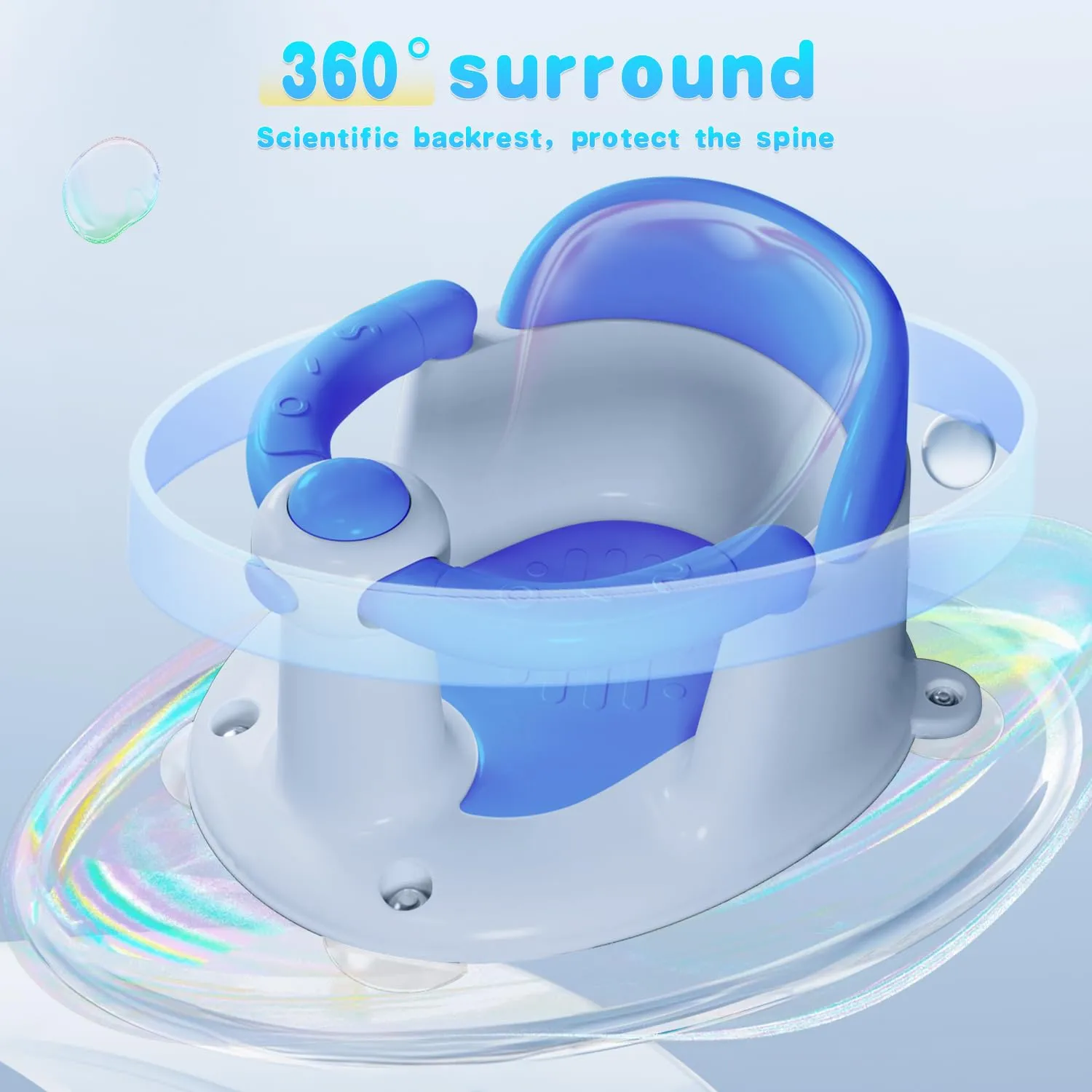Baby Bath Seat for Babies 6 Months & Up, Bath Seats for Babies Sitting Up, 3 Baby Bath Toys, Open Design, Non-Slip, Compact Toddler Bath Seat.