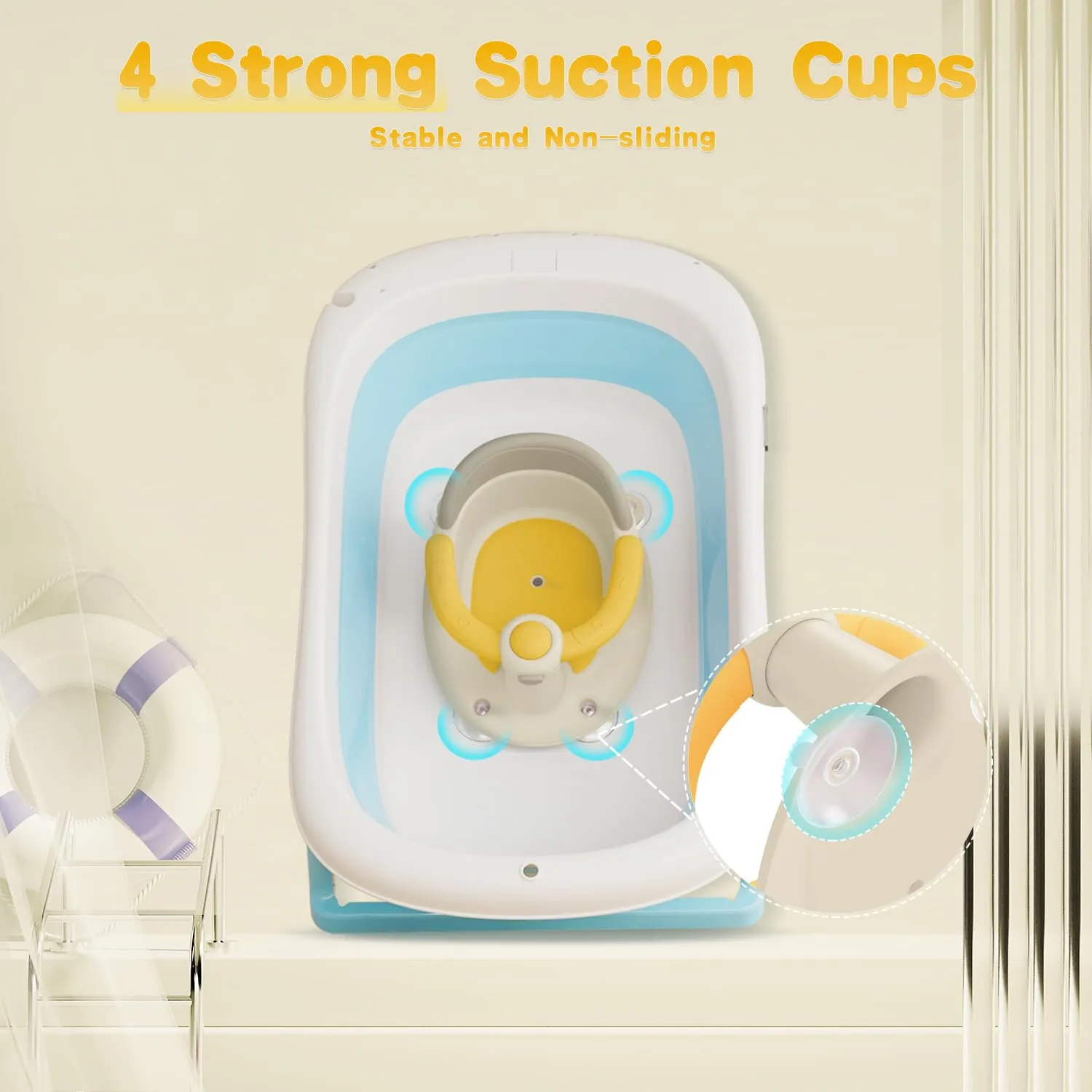 Baby Bath Seat for Babies 6 Months & Up, Bath Seats for Babies Sitting Up, 3 Baby Bath Toys, Open Design, Non-Slip, Compact Toddler Bath Seat.