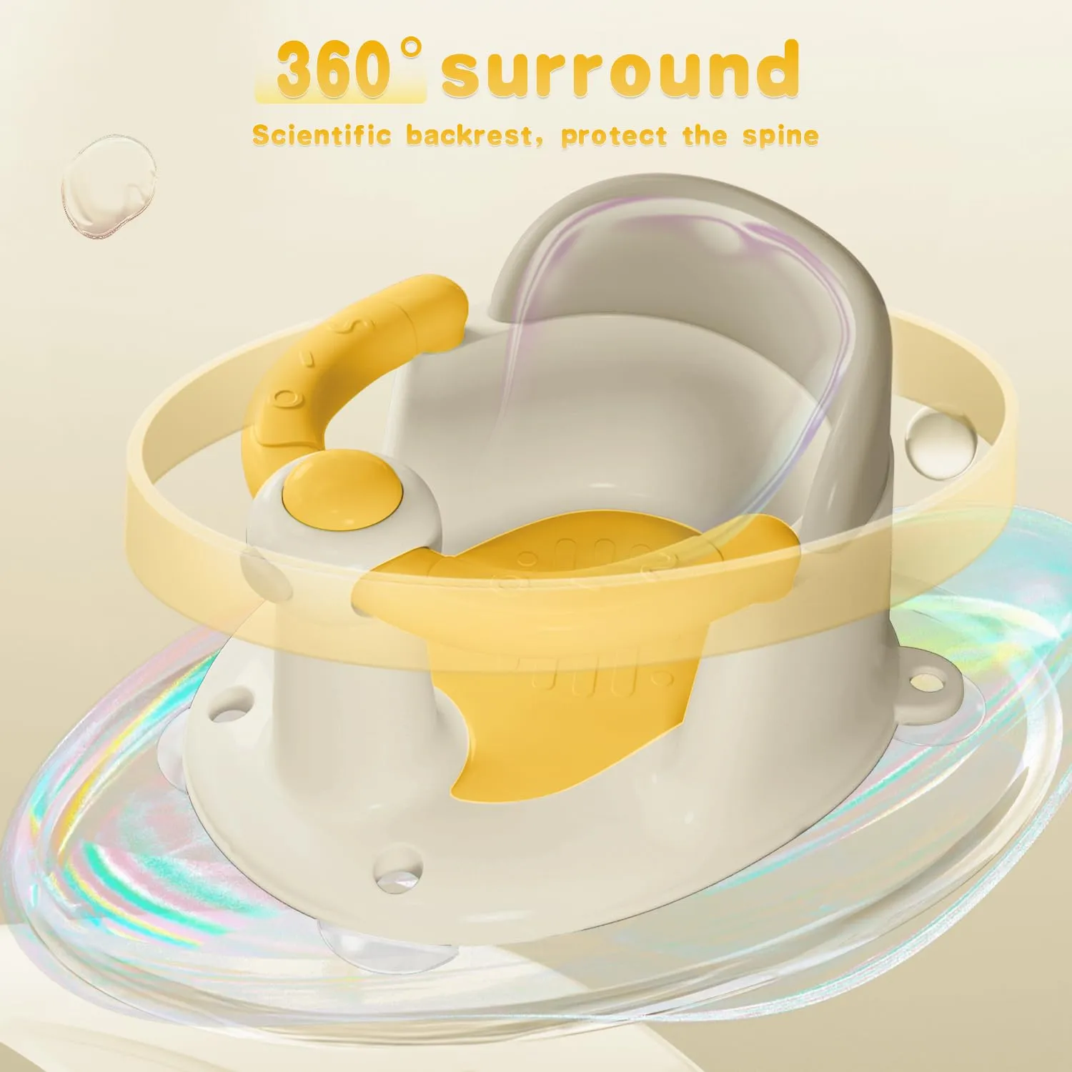 Baby Bath Seat for Babies 6 Months & Up, Bath Seats for Babies Sitting Up, 3 Baby Bath Toys, Open Design, Non-Slip, Compact Toddler Bath Seat.