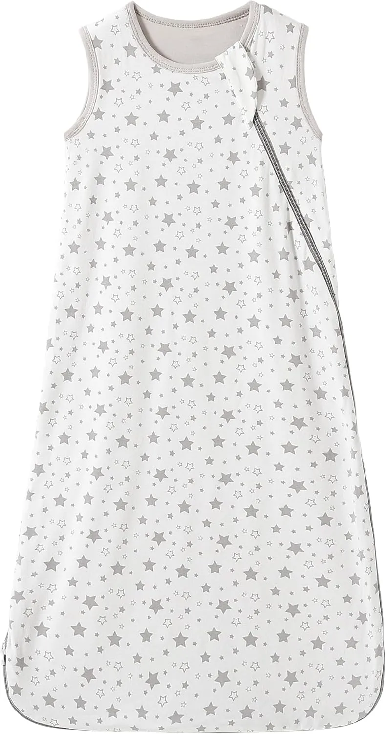Baby Sleep Sack 100% Cotton Sleeveless Infant Wearable Blanket 2-way J-shaped zipper 1.0 TOG
