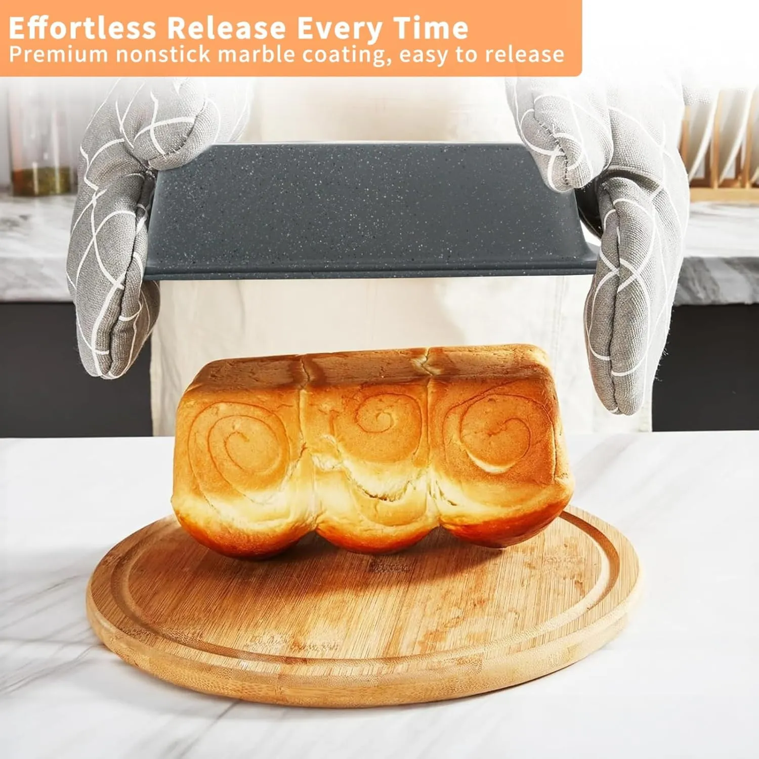 Bakeware Sets Stackable for Toaster Oven, 6 Piece Baking Pans Set Marble Coating Holiday Gifts for Kitchen, Sprinkles Gray