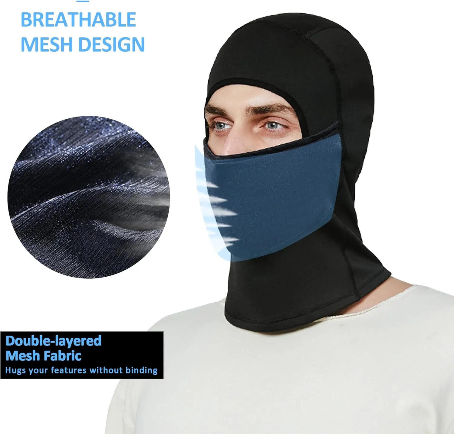 Balaclava Face Mask Men Women Thermal Ski Head Cover & Drawstring Pouch Breathable for Athletic Motorcycle