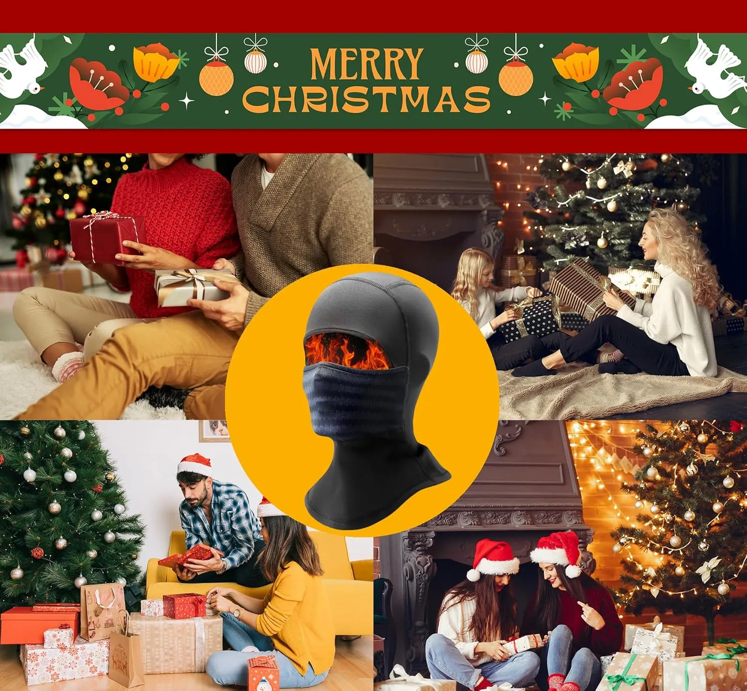 Balaclava Face Mask Men Women Thermal Ski Head Cover & Drawstring Pouch Breathable for Athletic Motorcycle