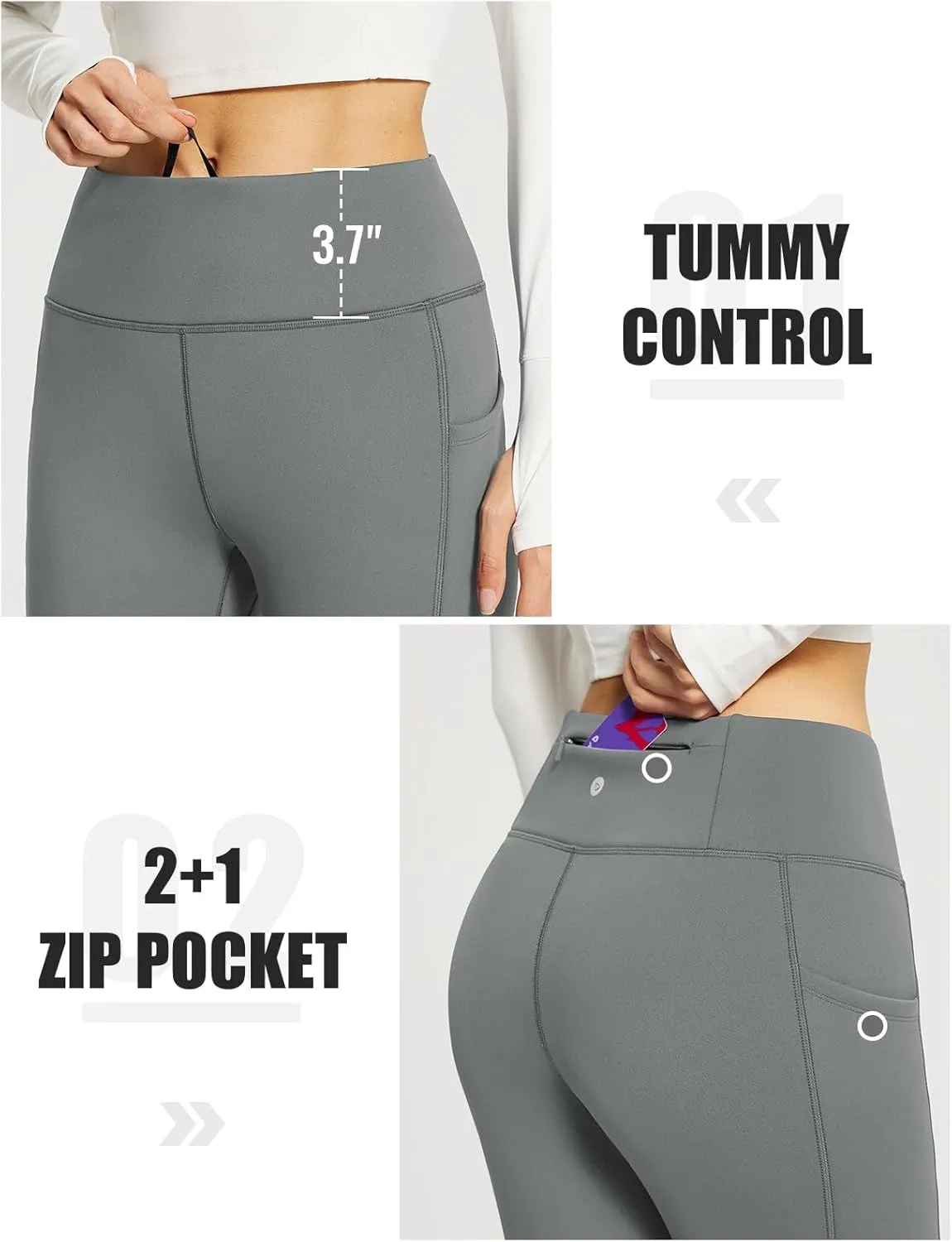 baleaf Women's Fleece Lined Leggings Thick Soft Winter Warm Thermal Waterproof High Waisted Pockets Hiking Running Skiing
