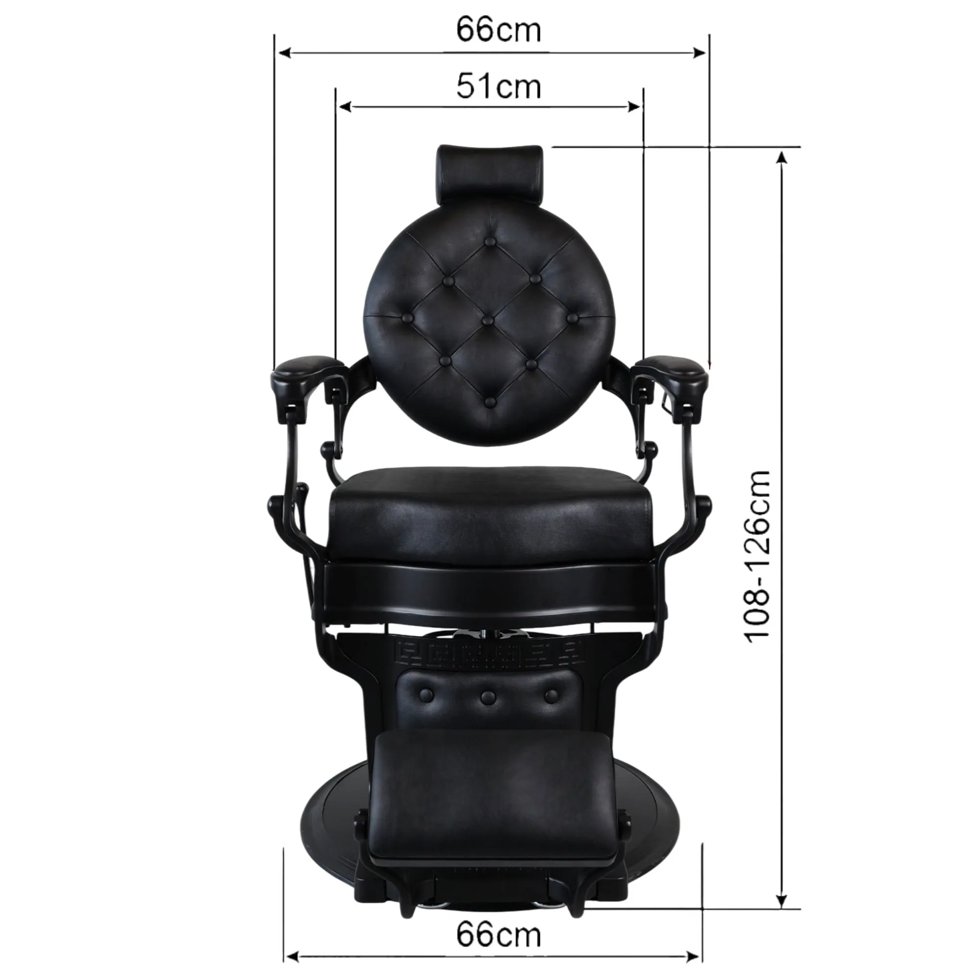 Barber Chair - Vintage Style Black & Matte Black Accents