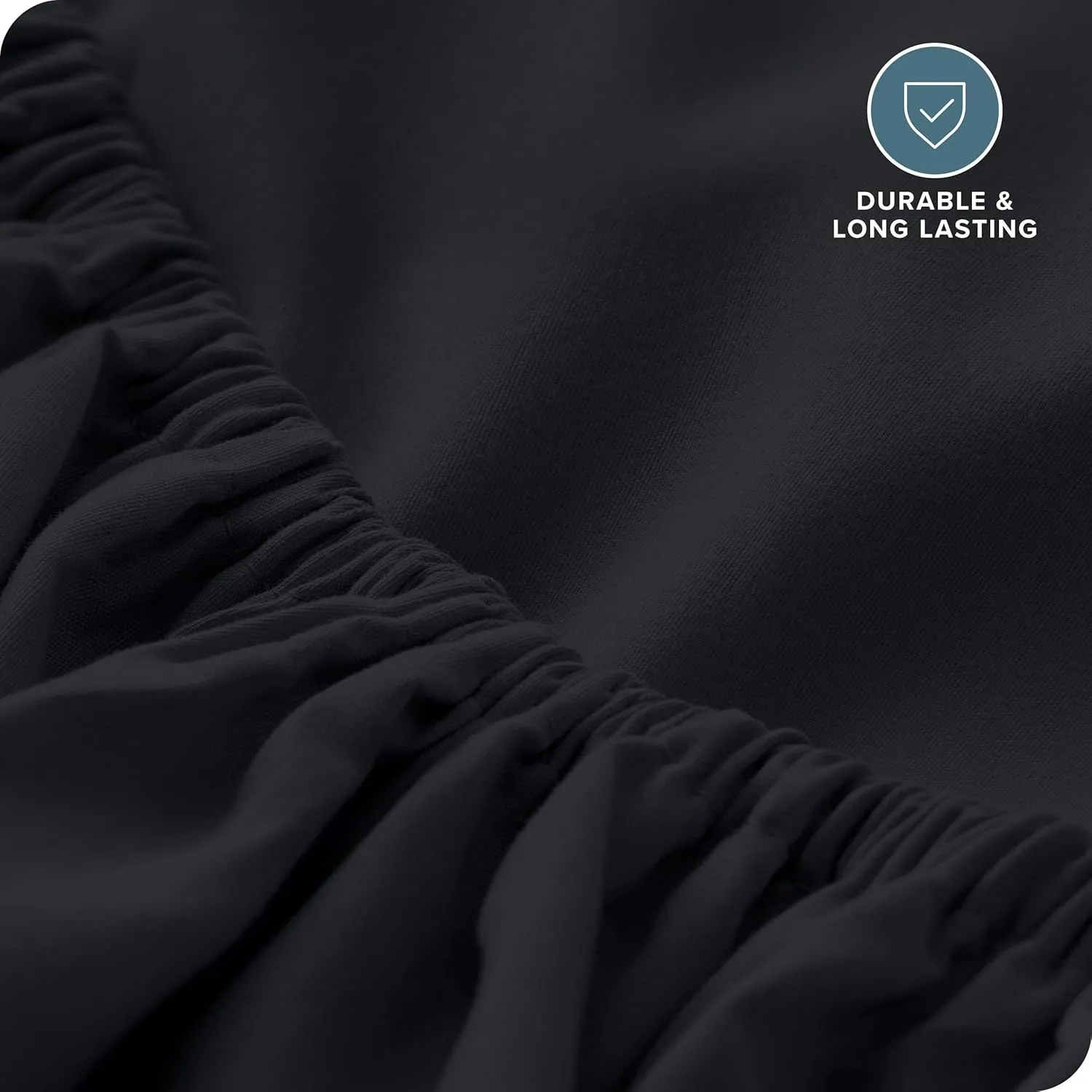 Bare Home Fitted Bottom Sheet Queen - Premium 1800 Microfiber - Ultra-Soft Wrinkle Free - Deep Pocket - Fitted Sheet (Queen, Black)