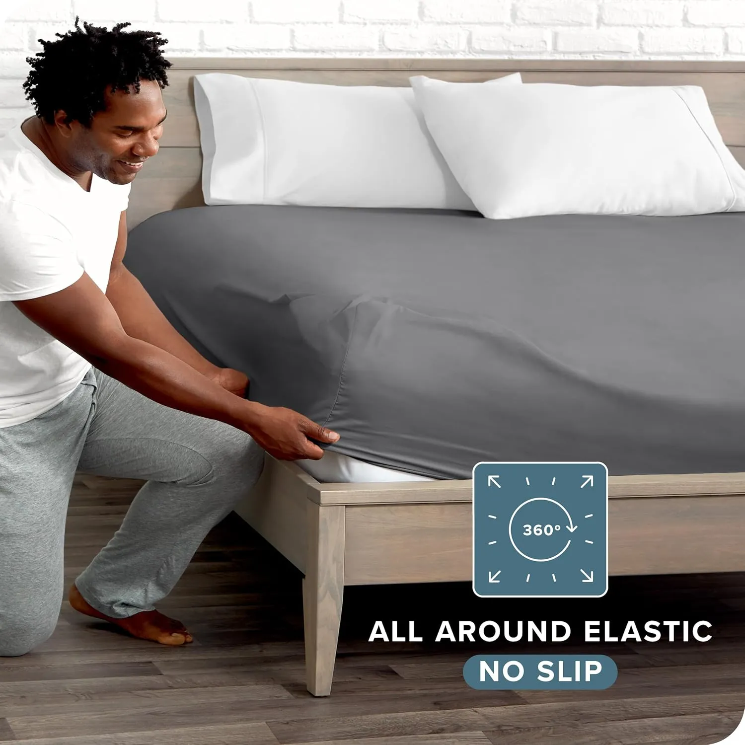 Bare Home Fitted Bottom Sheet Queen Size - Premium 1800 Microfiber - Ultra-Soft Hotel Luxury - Deep Pocket - Durable and Long Lasting (Queen, Grey)
