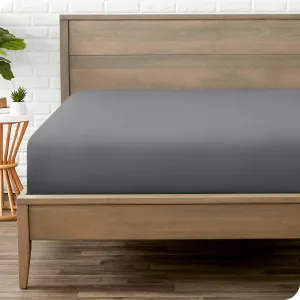 Bare Home Fitted Bottom Sheet Queen Size - Premium 1800 Microfiber - Ultra-Soft Hotel Luxury - Deep Pocket - Durable and Long Lasting (Queen, Grey)