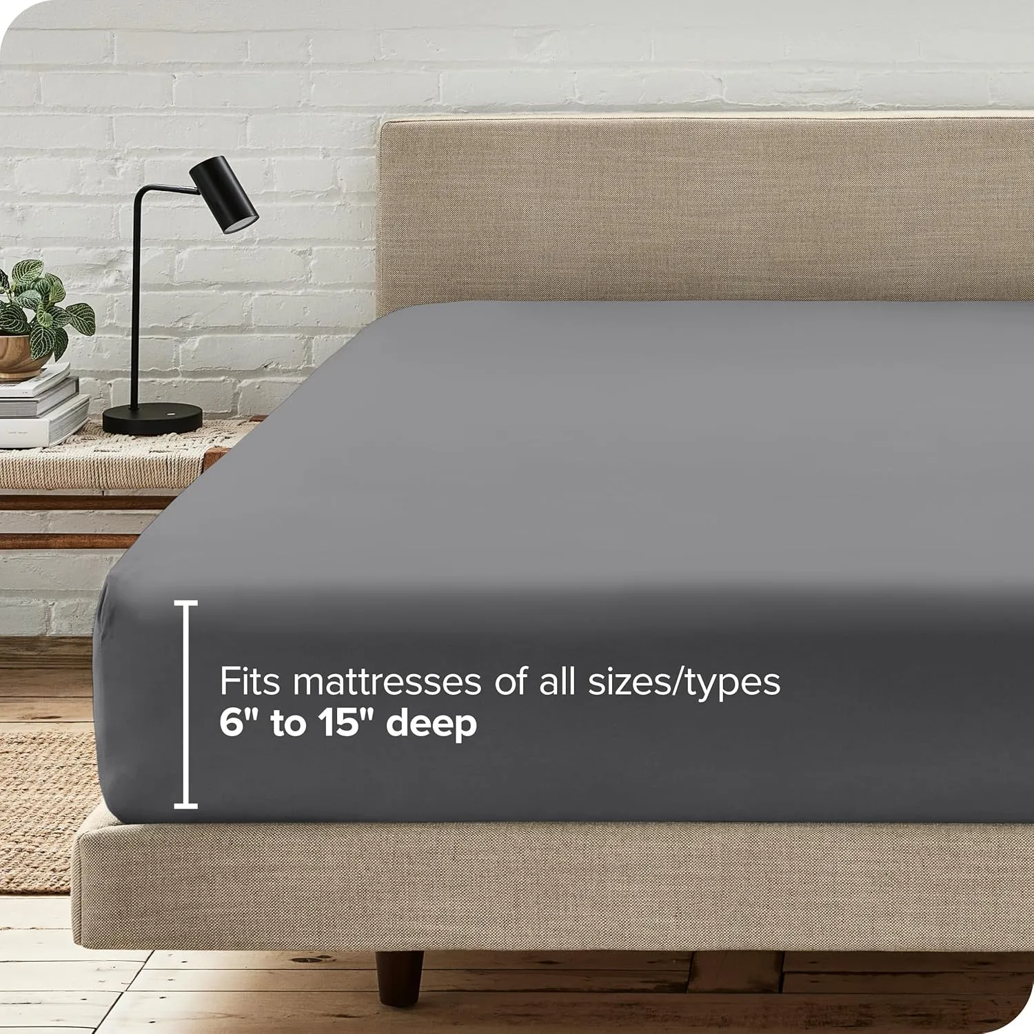 Bare Home Fitted Bottom Sheet Queen Size - Premium 1800 Microfiber - Ultra-Soft Hotel Luxury - Deep Pocket - Durable and Long Lasting (Queen, Grey)