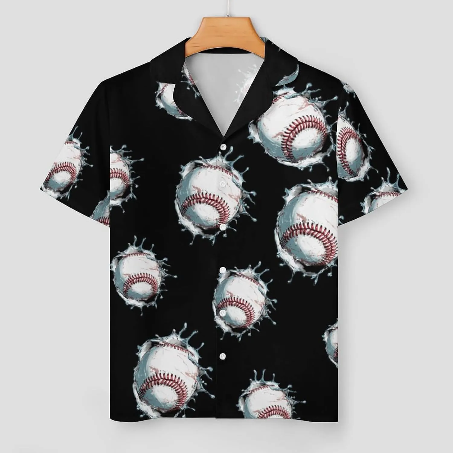 Baseball Print Women's Satin Pajama Set Short Sleeve Button Down Sleepwear Loungewear Pj Set