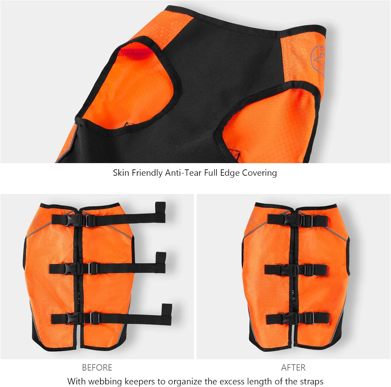 BASSDASH Dog Safety Vest Lightweight Water Resistant Chest Protection Blaze Orange Reflective High Visibility for Hunting Outdoor